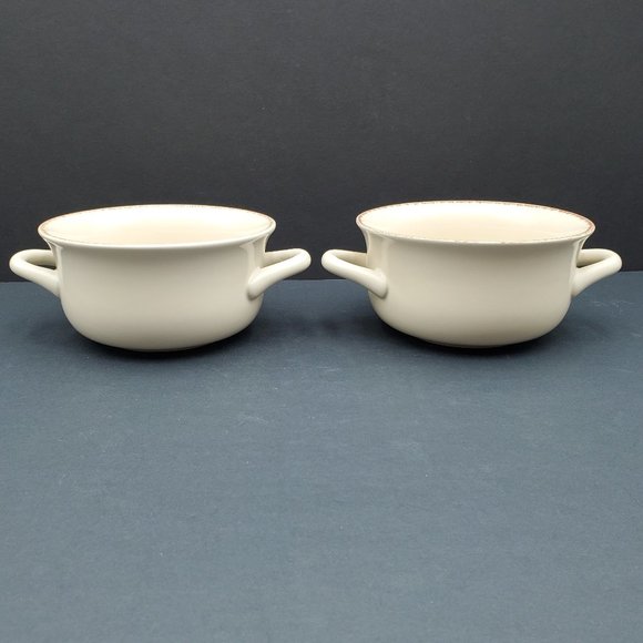 Beige Tan Handled Soup Chowder Chili Bowls - Picture 1 of 6